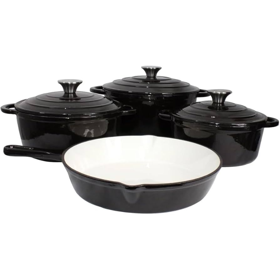 7-Piece Cast Iron Cookware Set – Nonstick, Oven Safe Pots