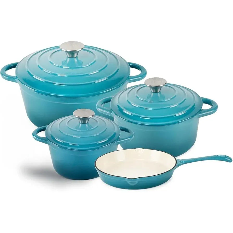 7-Piece Cast Iron Cookware Set – Nonstick, Oven Safe Pots